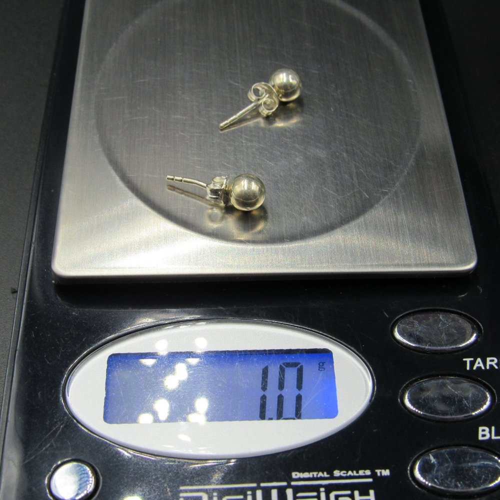 Sterling Silver Small Plain Orb Stud Earrings - image 6